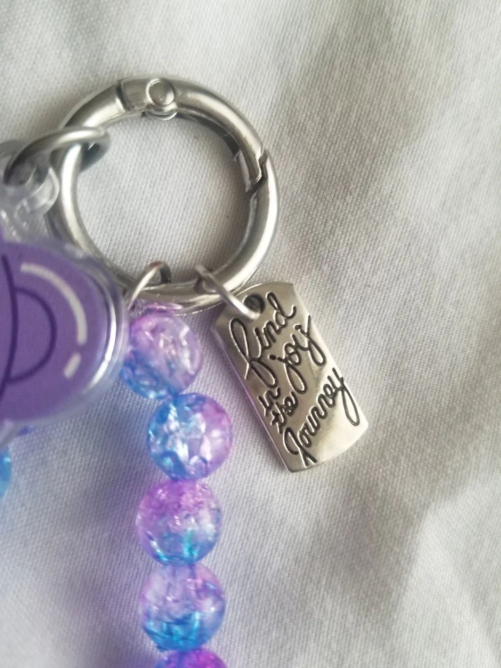 Lilac Bear Beaded Wristlet Keychain Phone Chain